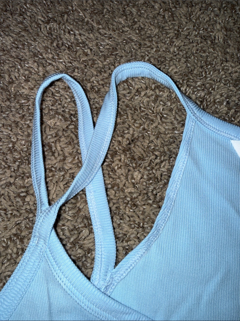 Athleta Baby Blue Ribbed Cropped Tank sz M NWOT - Picture 3 of 4